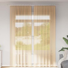 vidaXL Perdele Voile cu buzunare pentru bare 2 buc Nisip