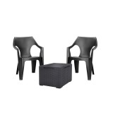 Cumpara ieftin Set de mobilier de grădină Dante Balcony cu spătar jos și masă Vigo, grafit