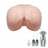 Masturbator 2-in-1 Debra Passion Lady cu Vibratii, Anus &amp; Vagin, Rezistent la Apa, ABS, Natural, 17cm, Baterii AAA