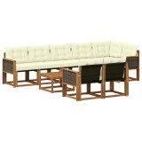 vidaXL Set de canapele de exterior cu pernă 9 pcs Natural și Crem 3382042