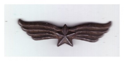 Semn de arma aviatie RSR, argintiu (subofiter), modelul mai lung foto