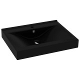 Cumpara ieftin Chiuveta baie lux, orificiu robinet negru mat 60x46 cm ceramica