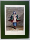 MARQUIS DE FERRIOL, JEAN BAPTIST VANMOUR ,FILLE DE NAXIS - ISLE DE L &#039;ACHIPEL par G. SCOTIN, TANARA IN COSTUM POPULAR GRECESC, GRAVURA COLORATA, 1714