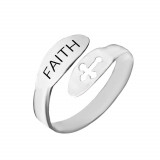 Faith - Inel reglabil personalizat text si cruciulita din argint 925, Bijubox