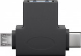 Adaptor USB 3.0 A mama la micro USB tata +USB Type C tata negru Goobay