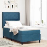 VidaXL Pat cu boxă spring LED și saltea albastru 100 x 200 cm Catifea