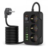 Prelungitor Tech-Protect PC3X6, 15.5W, 3.1A, 3 x USB-A - 3 x USB-C - 3 x Schuko, Negru