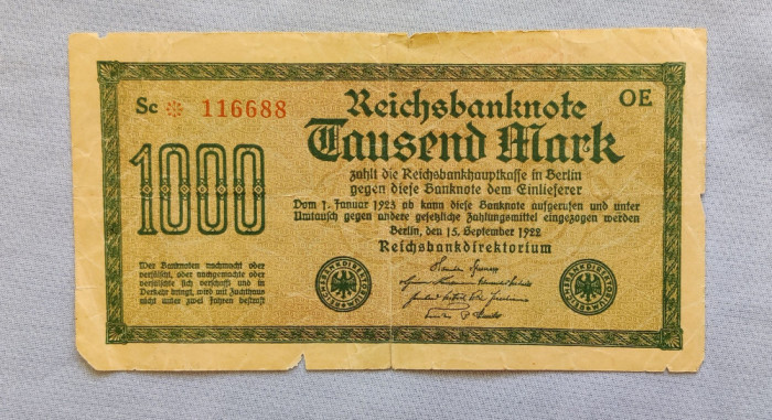 Germania - 1000 Mark / mărci (1922) Sc116688