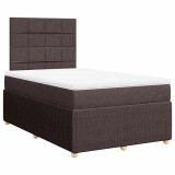 Cumpara ieftin Pat box spring cu saltea, maro inchis, 120x200 cm, textil