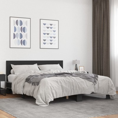 vidaXL Cadru de pat, negru, 160x200 cm, lemn prelucrat și metal 3280182 foto