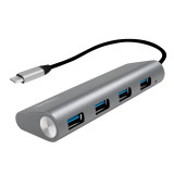 Cumpara ieftin HUB extern LOGILINK conectare prin USB 3.2 Type C cablu 0.1 m argintiu UA0309