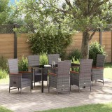 VidaXL Scaune de exterior 7 pcs Gri 160 x 80 x 73 cm Rattan PE