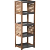Cumpara ieftin Mobilier Baie Mdf/Acacia 4 Rafturi 108.5/30/36.5 Cm &ndash; Negru / Acacia | Mobilier Depozitare Baie