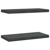 Rafturi de perete, 2 buc., 50x23,5x3 cm, negru otel inoxidabil