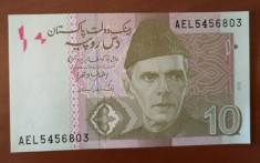 10 rupii 2015, Pakistan, UNC foto