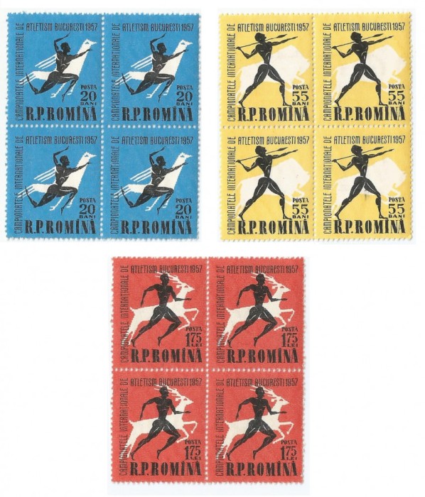 |Romania, LP 439/1957, Campionatele Intern. de Atletism, Bucuresti, bloc 4, MNH