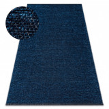 Covor FLORENCE 24021 Unicolor, glamour, țesut plat, franjuri - albastru inchis, 175x270 cm