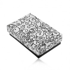 Cutiuță pentru set sau colier &icirc;n culorile alb-negru, model cu ornamente