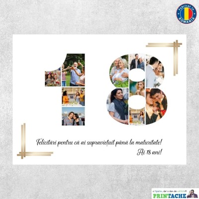 Tablou pe panza canvas cu varsta de 18 ani, poze si text foto