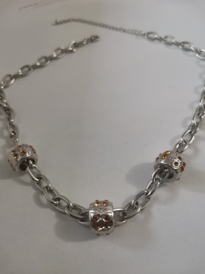 Colier inox placat cu aur alb 18k -lantisor,pandantiv foto