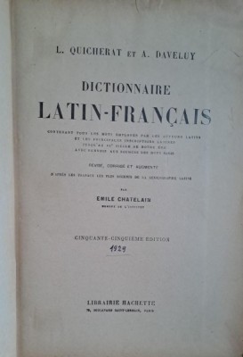 DICTIONNAIRE FRANCAIS LATIN - L. QUICHERAT, 1929 foto