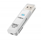 Cumpara ieftin Cititor USB 3.0 pentru carduri SDXC si microSDXC , scriere, stocare si transfer date, indicator LED, cu capac, alb, Oem