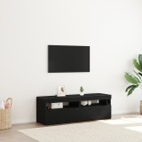 VidaXL Biblioteca TV cu Lumini LED 2 buc Negru Stejar 60x35x40 cm Lemn prelucrat