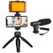 Kit vlogging complet pentru telefon, camera, mini panou LED, trepied filet 1 4, suport telefon si microfon cu patina