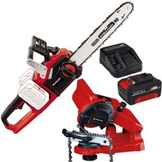Einhell GE-LC 36/35 Li PXC + Starter Kit + GC-CS 85 E - Drujba 35 cm 15 m/s + Set 1 acumulator si incarcator Li-Ion 18 V 4 Ah + Masina de ascutit lant