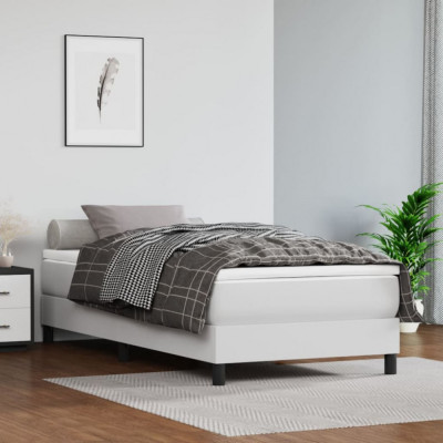 vidaXL Saltea de pat cu arcuri, alb, 90x200x20 cm, piele ecologică foto