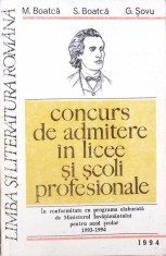 CONCURS DE ADMITERE IN LICEE SI SCOLI PROFESIONALE LIMBA SI LITERATURA ROMANA-MARIA BOATCA, SILVESTRU BOATC-261622