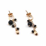 Cumpara ieftin Cercei Argint 925 placat aur roz, agat negru fatetat Grapes, 3.5cm, handmade Italia