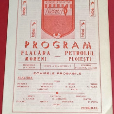 Program meci fotbal FLACARA MORENI - PETROLUL Ploiesti (27.08.1989)