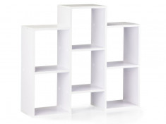 Bibloteca moderna, 6 rafturi, alb, din pal, 85x22x76 cm foto