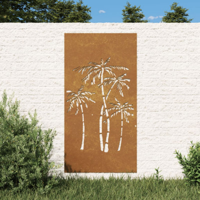 vidaXL Decor de perete de grădină 105x55 cm design palmier oțel corten foto