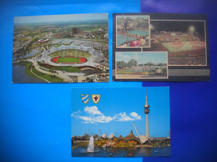 HOPCT LOT NR 494 STADION/STADIOANE IN GERMANIA -3 CARTI POSTALE-CIRCULATE