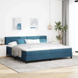 Cumpara ieftin Pat cu arcuri cu headboard Albastru inchis 200 x 200 cm Catifea