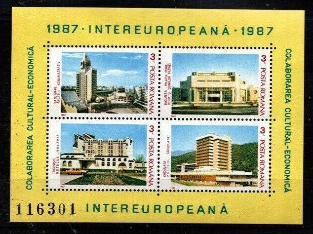 Romania 1987 INTEREUROPA Architecture perf. sheet Mi.B232 MNH DF.010
