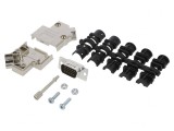 Conector D-Sub HD 15 pini tată unghi 45&deg; lipire cablu gold flash