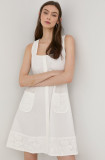 Cumpara ieftin The Kooples rochie din bumbac culoarea alb, mini, evazati