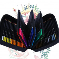 Set 120 creioane colorate cu penar si 2 carti de colorat, pentru desen si schite