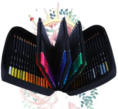 Set 120 creioane colorate cu penar si 2 carti de colorat, pentru desen si schite foto
