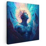 Tablou portret subacvatic fantezie, albastru 1636 Tablou canvas pe panza CU RAMA 100x100 cm