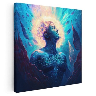 Tablou portret subacvatic fantezie, albastru 1636 Tablou canvas pe panza CU RAMA 80x80 cm foto