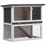 Cumpara ieftin Cusca de iepuri pentru exterior, 1 usa, gri, lemn