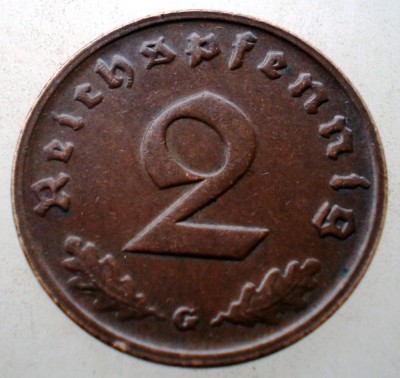 2.806 GERMANIA 2 REICHSPFENNIG 1938 G foto