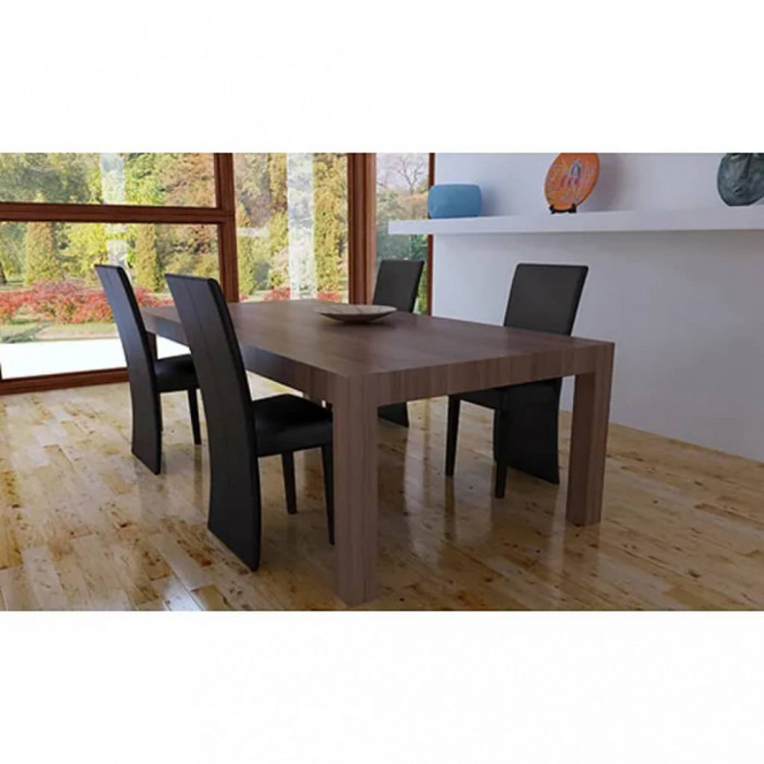 vidaXL Scaune de bucătărie, 4 buc., maro &icirc;nchis, piele ecologică