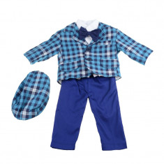 Costum de botez pentru baieti 5 piese Mini Junior CEB-16, Albastru foto