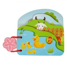 Carte Educațională din Lemn, 4 File, Dimensiune 12x12cm, Multicolor