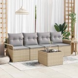 VidaXL Set de canapele pentru grădină 5 pcs Bej, Gri 55 x 55 x 37 cm